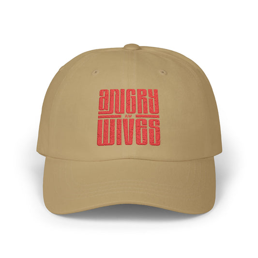 Dad Cap – 'Angry Wives' Retro Red Bold AW Logo Graphic Hat