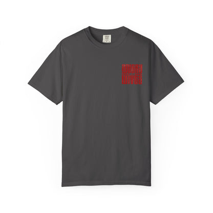 Angry Wives Graphic T-Shirt — Bold Retro Red Chest & Back Print